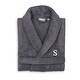 preview thumbnail 26 of 26, Authentic Hotel and Spa Unisex Grey Turkish Cotton Terry Bath Robe with White Block Monogram L/XL - S