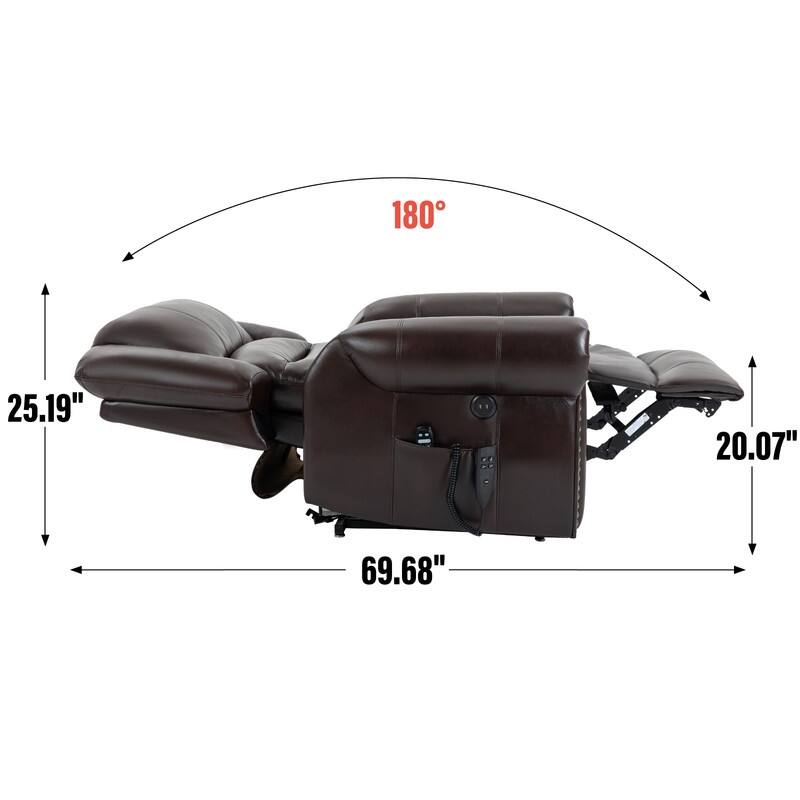 Power Lift Recliner Chair with Heat Massage - Dual Motor Heavy Duty, Faux Leather, 350 lbs Capacity