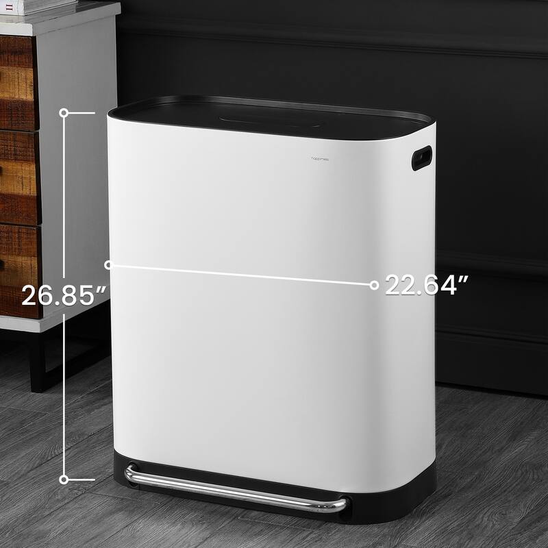 happimess Beni Kitchen Trash/Recycling 16-Gallon Double-Bucket Step-Open Trash Can, Chrome
