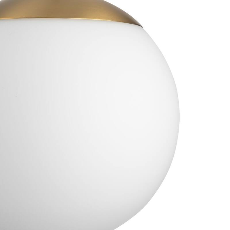 Atwell Collection Brushed Bronze and Opal Glass Globe Medium Hanging Pendant Light - 10 in x 10 in x 10.5 in