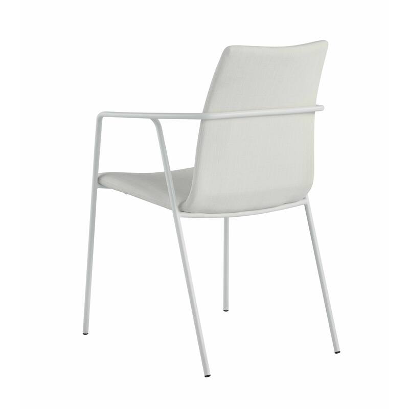 Somette Contemporary White Upholstered Arm Chair, Set of 2
