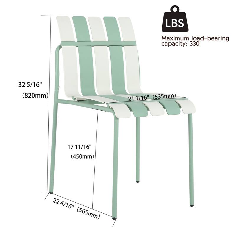 4-Pack Modern Striped Color Block Chairs - Waterproof PP Seat & Sturdy Metal Legs, Indoor/Outdoor Dining Set