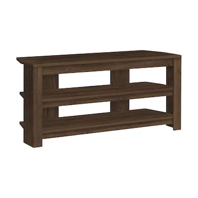 42 Inch TV Console, Modern TV Stand, Dark Walnut Finish, Storage Shelves for Gaming & Accessories, Living Room/Bedroom