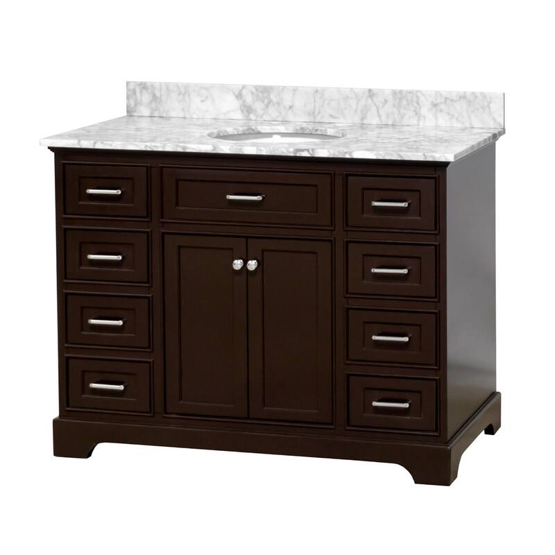 KitchenBathCollection Aria 48" Bathroom Vanity with Carrara Marble Top