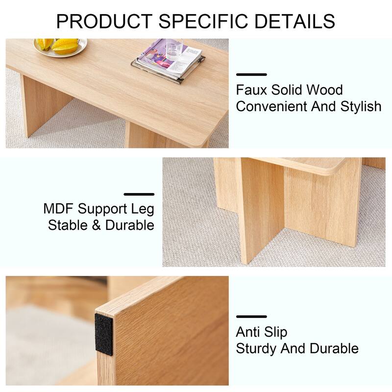 44.8" Modern Rectangular Coffee Table for Living room, Bedroom and Study Rooms