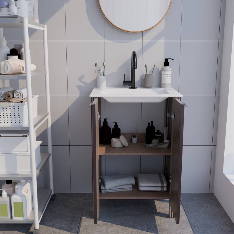 24" Modern Floor Stand Bathroom Vanity Combo