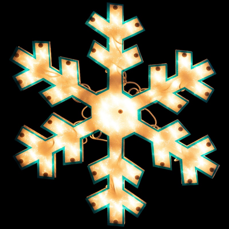 16.75" Lighted Snowflake Christmas Window Silhouette Decoration