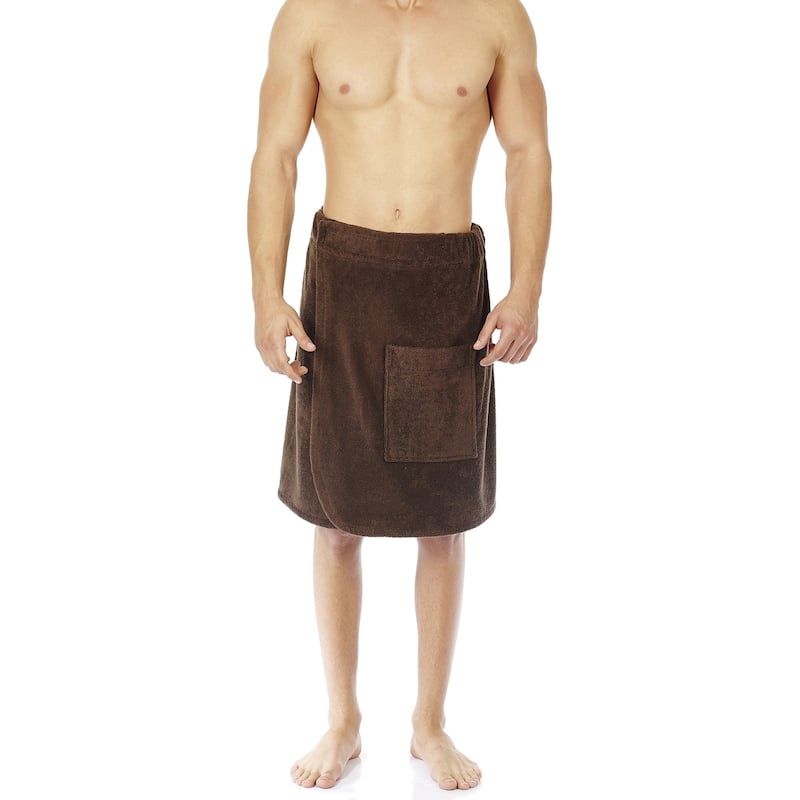 Men's Adjustable Hook and Loop Closure Turkish Terry Cotton Bath Wrap