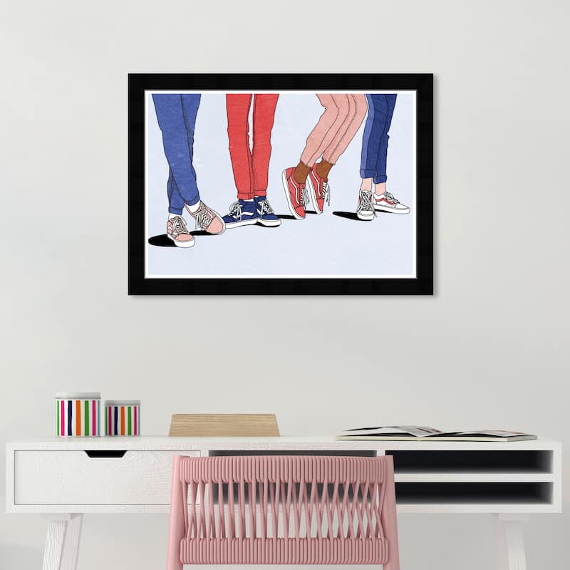 Wynwood Studio Prints Fashion and Glam All Four Sneakers Blue and Glam Wall Art Canvas Print - Black