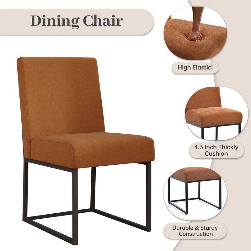 Mid Century Modern Dining Chair with Black Metal Legs