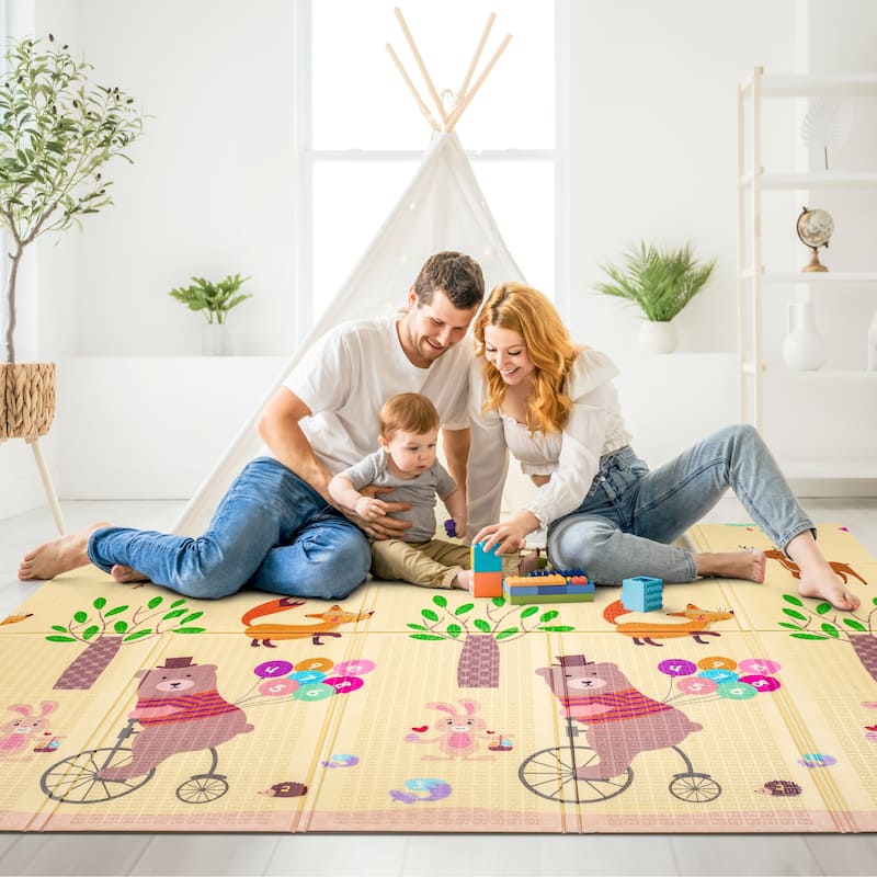 Sorbus Foldable Baby Kids Play Mat, Floor Foam Mats with Travel Bag - Waterproof Foldable - 78" x 70" x 0.4" - 78 x 70 x 0.4”