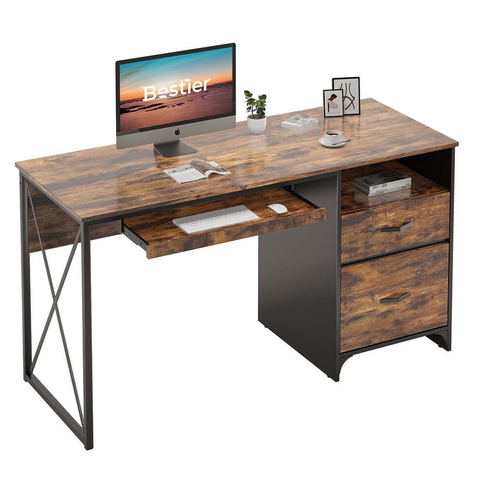 Wood Metal Industrial Desk Writing Table Computer Station Home Office Furniture 