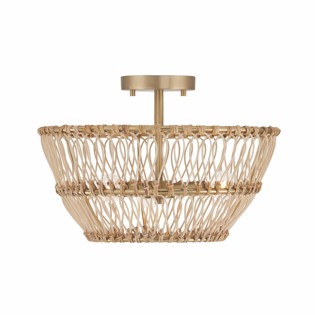 Wren 3-light Matte Brass Convertible Semi-Flush/ Pendant