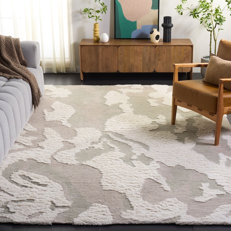 SAFAVIEH Handmade Casablanca Drenusha Modern Wool Rug - 8' x 10' - Grey/Ivory