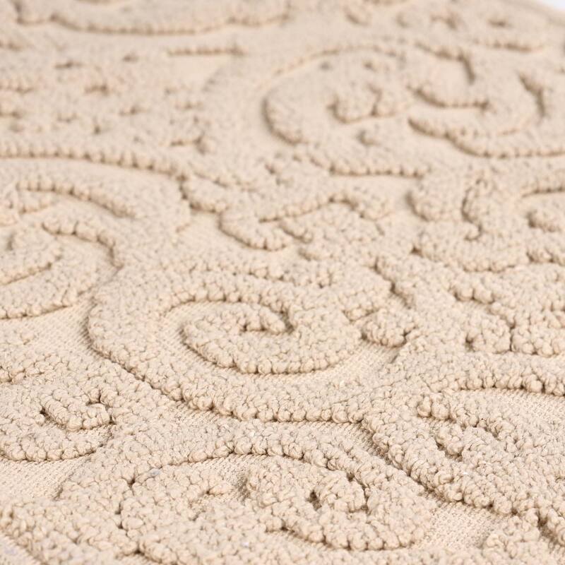 Superior Venere Floral Scroll Washable Bath Rug, Set of 2