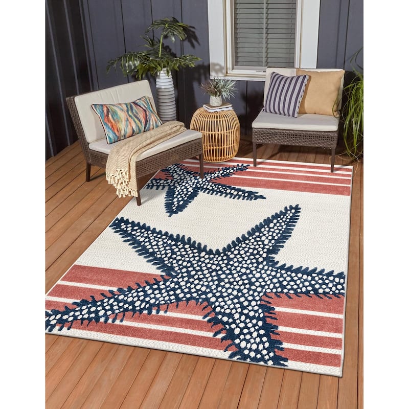 Outdoor Helena Collection Area Rug - Ivory - 2'x3'