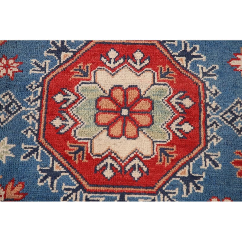 Vegetable Dye Blue Kazak Oriental Large Area Rug Handmade Wool Carpet - 12'8" x 16'5"