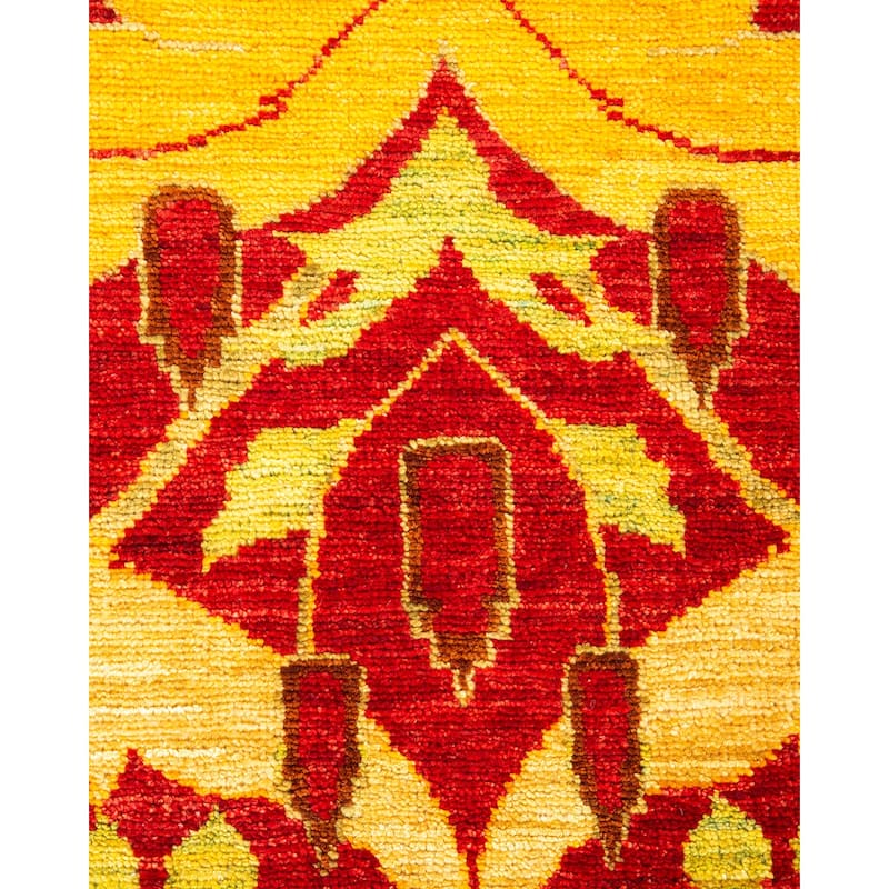 Overton Hand Knotted Wool Contemporary Floral Red Area Rug - 3' x 5'
