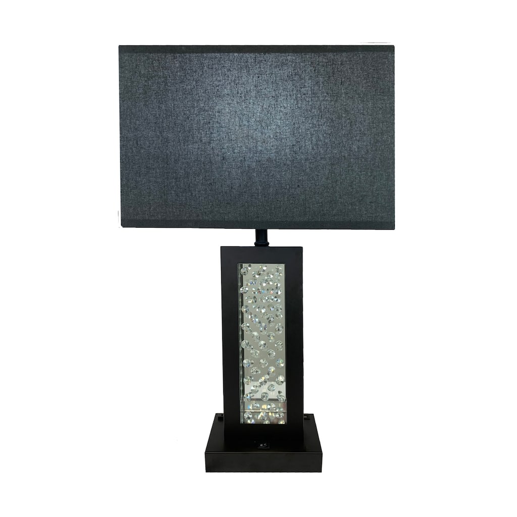 22 in. Black Finish Table Lamp with Black Shade, Sturdy Table Lamp for Living Rooms and Bedrooms