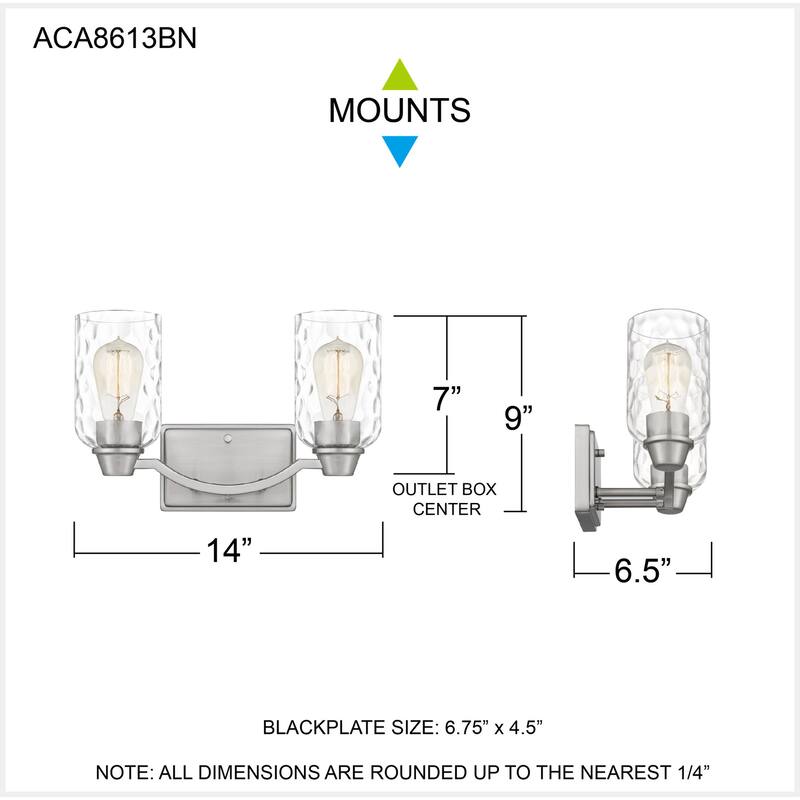 Acacia 2-Light Brushed Nickel Bath Light