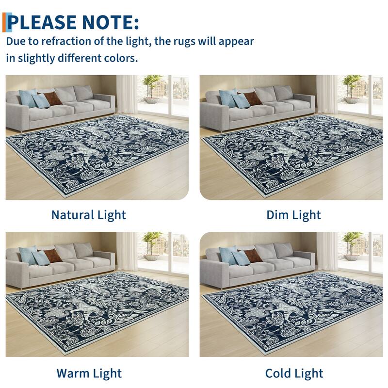Forest Tiger Rugs Living Room Rug, Soft Washable Bedroom Rug, Low Pile Non-Slip Dining Room Home Office Carpet