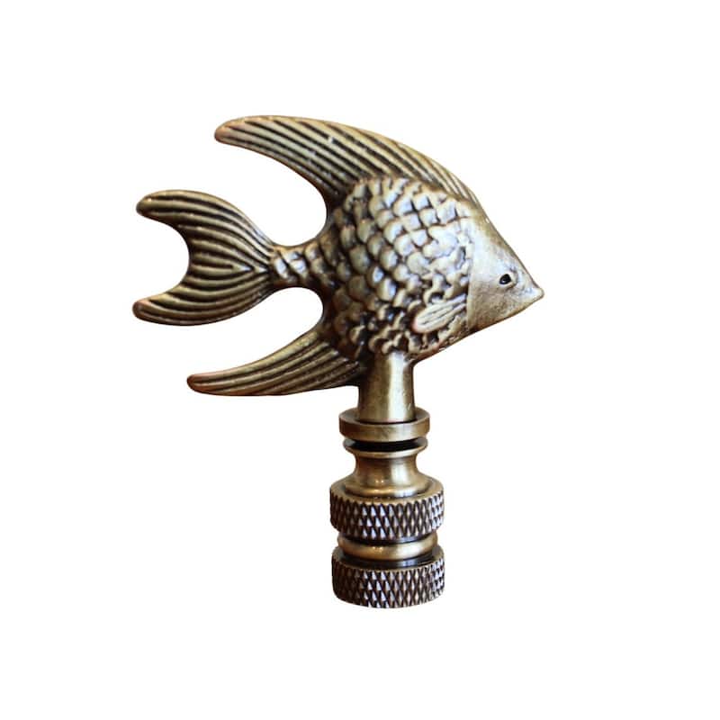 Angel Fish Lamp Finial Antique Brass, 2.3"h