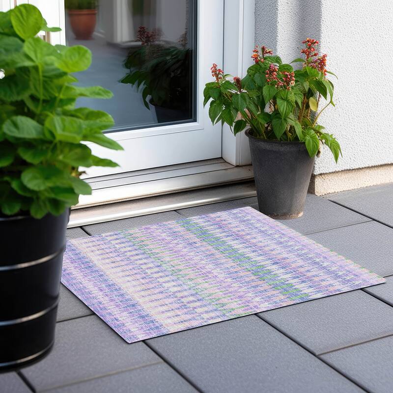 Machine Washable Indoor/ Outdoor Chantille Moroccan Boho Rug - Lavender - 1'8" x 2'6"
