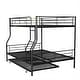 preview thumbnail 7 of 7, Black Full XL Over Queen Metal Bunk Bed with Trundle and Full-Length Guardrail, Convertible to Two Beds