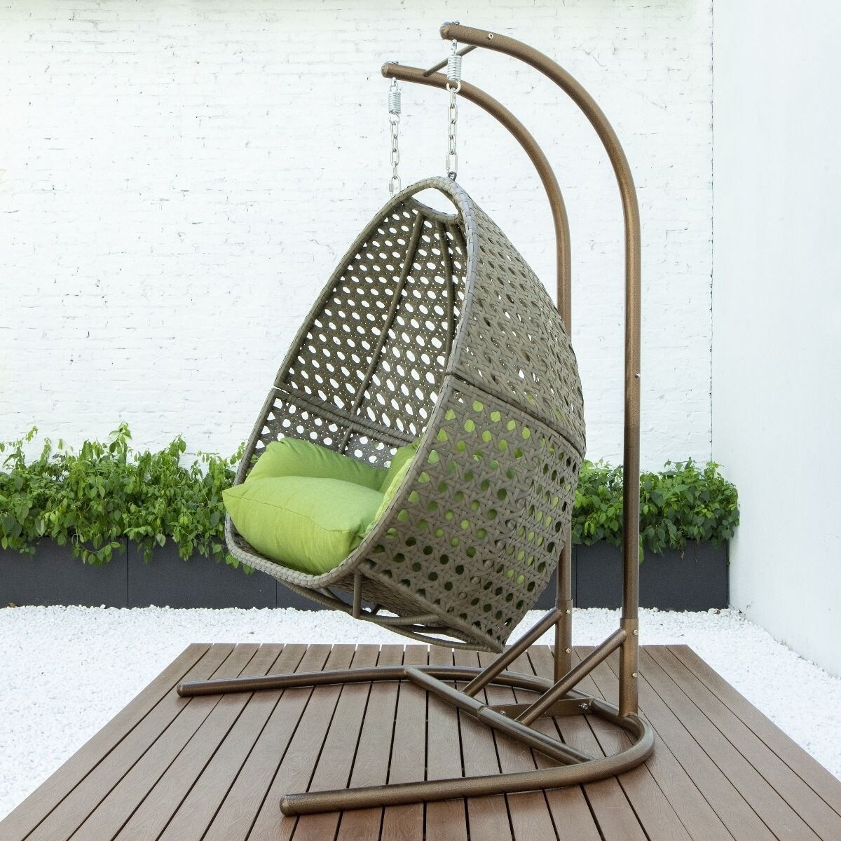 Shop Leisuremod Modern Wicker Double Hanging Egg Swing Chair 76 77 Overstock 30970045