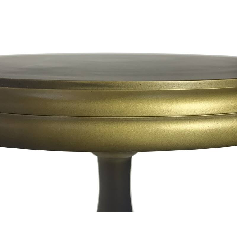 Pedestal-Style Metal Accent Table - 24" - Antique Brass