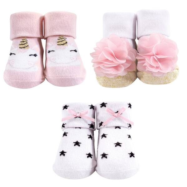 slide 1 of 1, Hudson Baby Infant Girl Socks Boxed Giftset, Gold Unicorn, One Size - Gold Unicorn Gold Unicorn - One Size