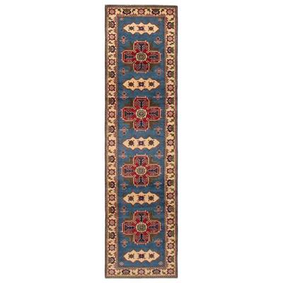 ECARPETGALLERY Hand-knotted Uzbek Ghazni Blue Wool Rug - 2'8 x 9'9