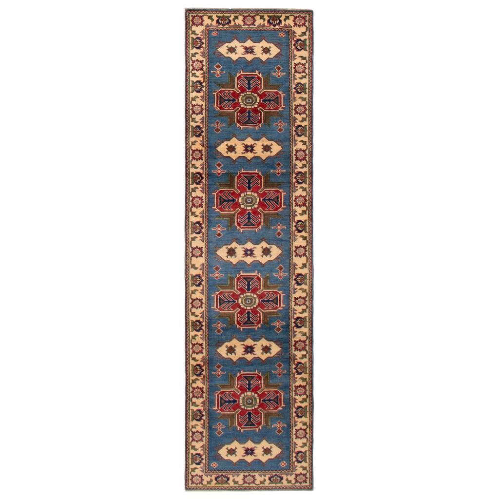 ECARPETGALLERY Hand-knotted Uzbek Ghazni Blue Wool Rug - 2'8 x 9'9