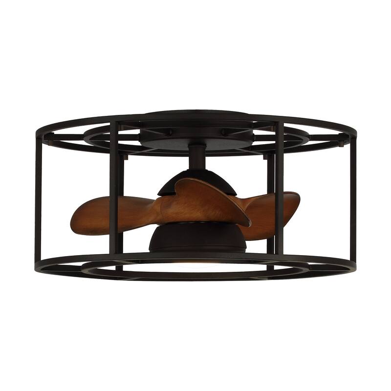 20" Industrial Metal Caged Low Profile Ceiling Fan with Light