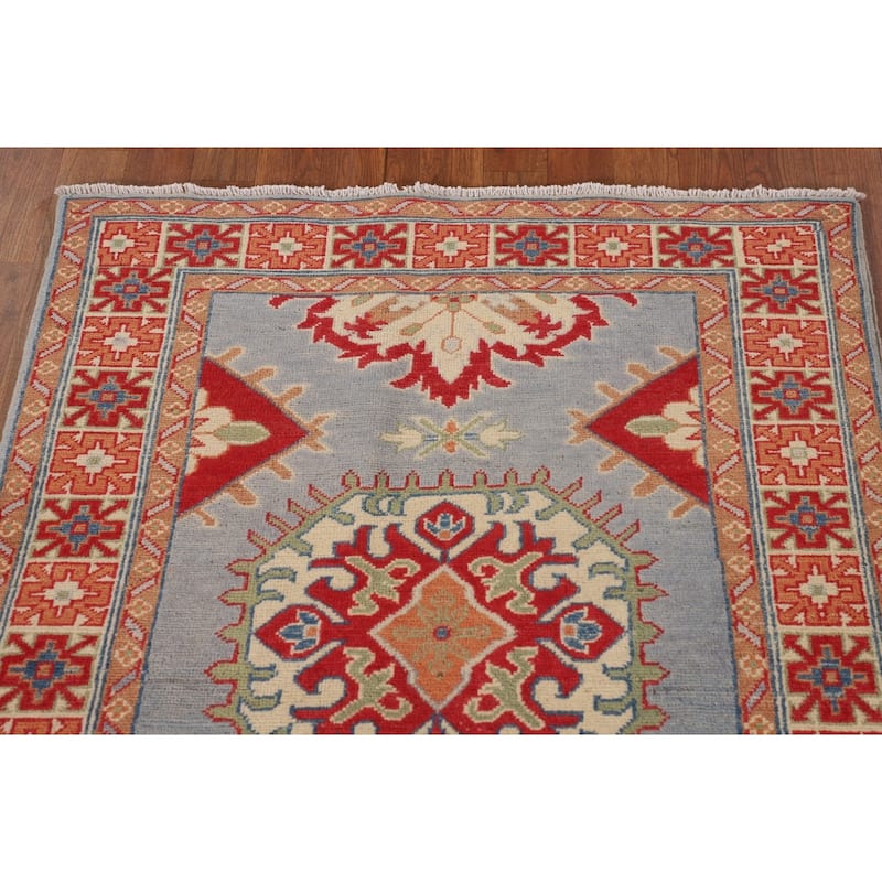 Blue Kazak Accent Rug Handmade Wool Carpet - 3'3"x 4'10"