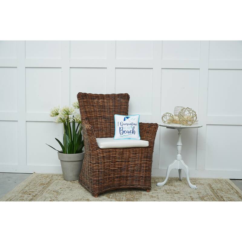 10" x 10" I Quarantine At The Beach Embroidered Throw Pillow