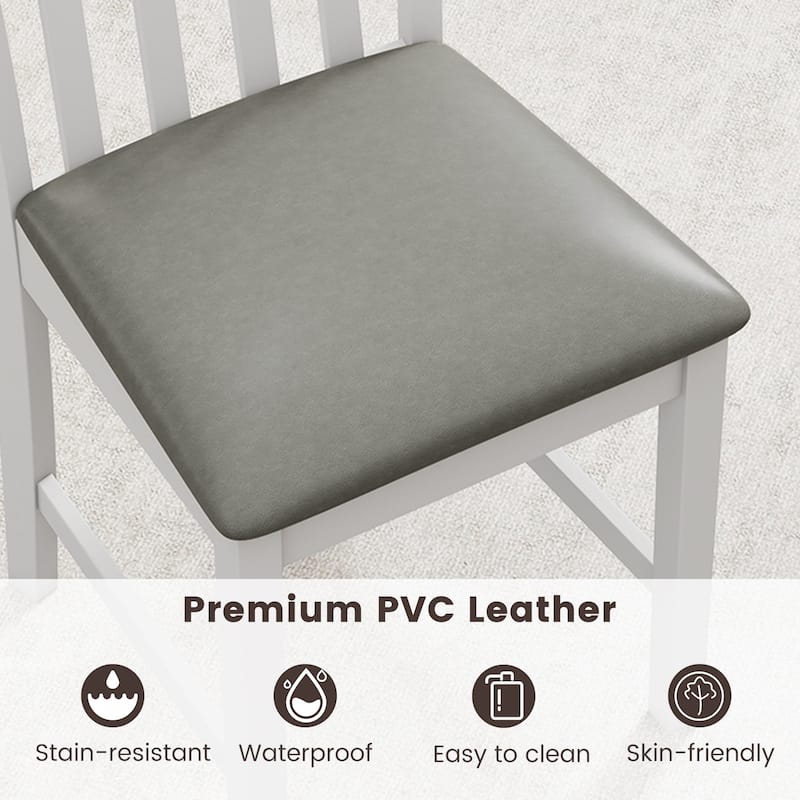 Gymax Wooden Dining Chair Set of 4 w/Rubber Wood Frame & Padded Seat &
