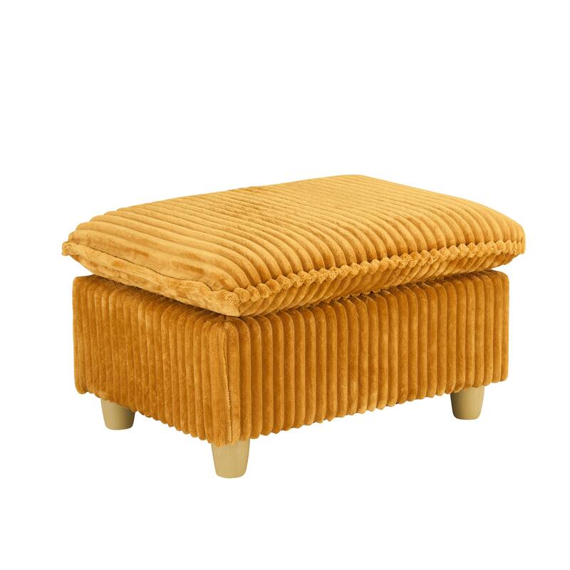 Single Sofa with Ottoman, Comfy Corduroy Upholstered Armchair, Lounge Chair with Throw Pillows for Living Room, Balcony