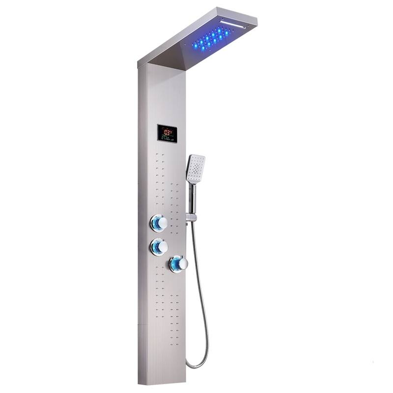 55 in. LED Shower Panel System with Thermostatic in Brushed Nickel