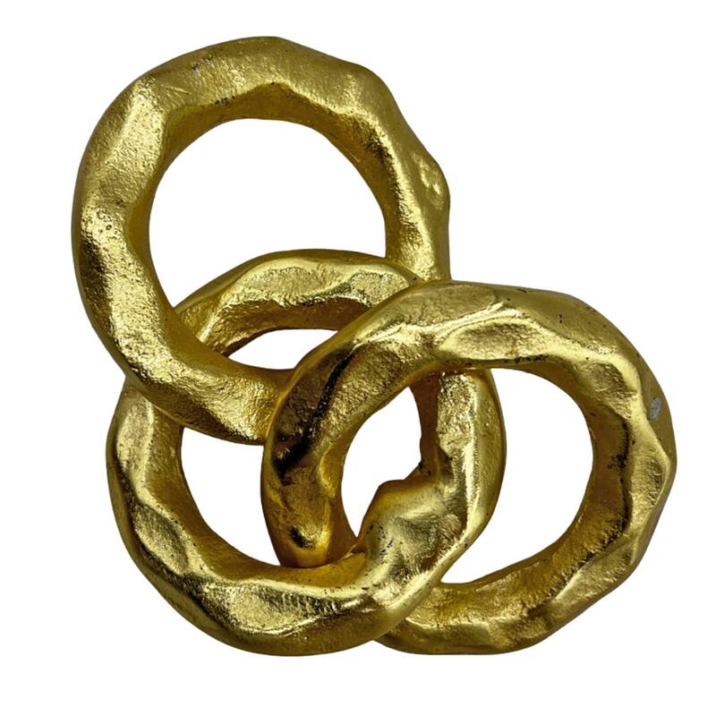 Decorative Handmade Aluminum Modern Chain Sculpture in Gold