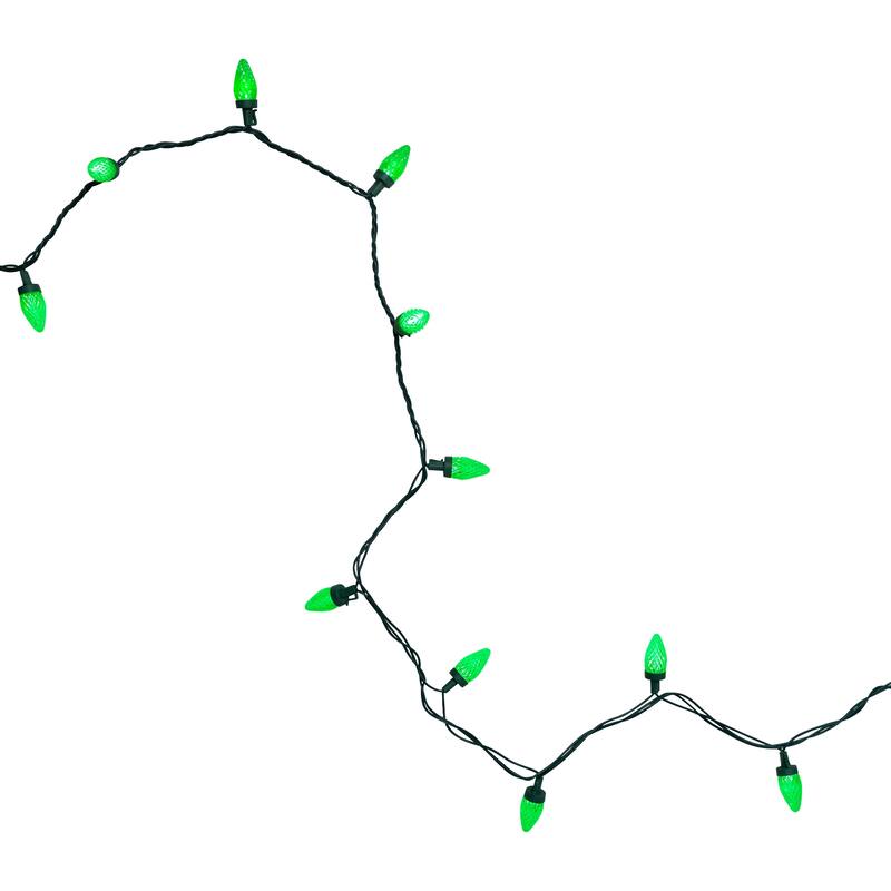 LED C7 Faceted Christmas Lights - Green - 20.25' Green Wire - 50ct