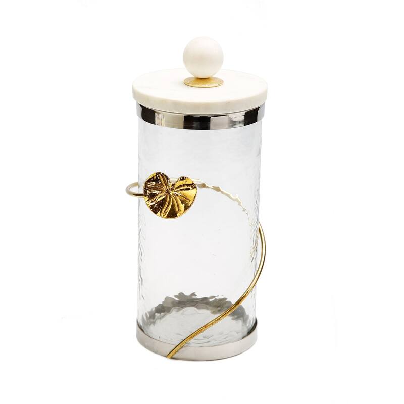 Canister with Floral Lotus Art (3 Sizes) - Large