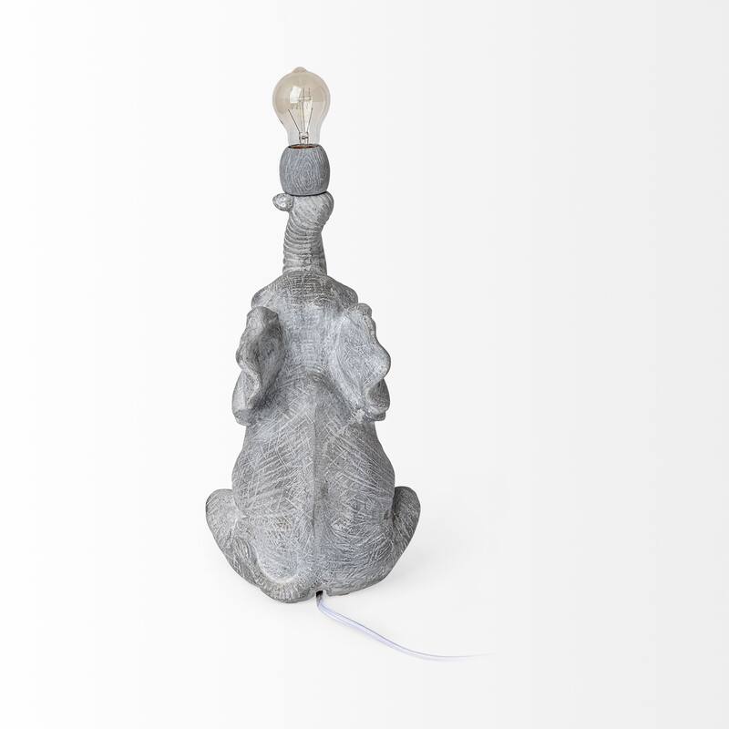 Tantor Grey Resin Elephant Calf Statue Table Lamp