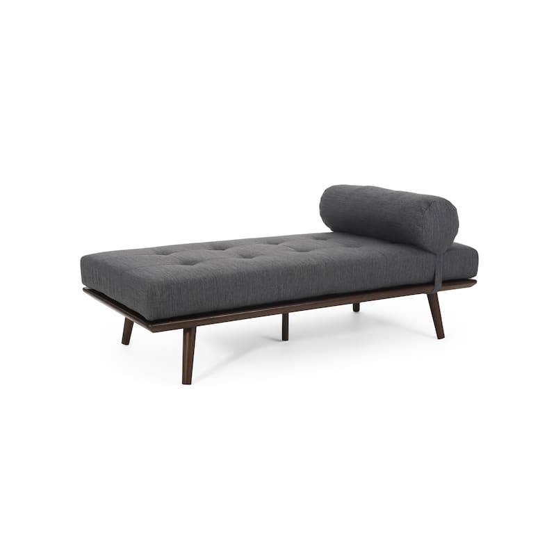 Charcoal 64" Tufted Chaise Lounge Chair with Wood Frame