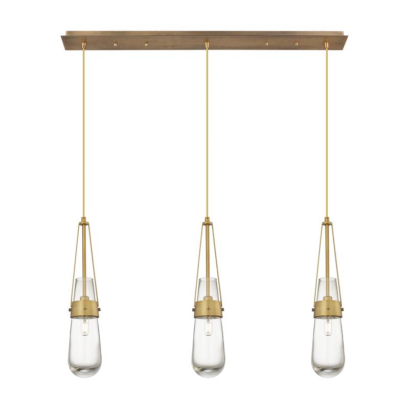 Innovations Lighting Milan - 3 Light 4" Cord Hung Linear Pendant - Clear/Brushed Brass