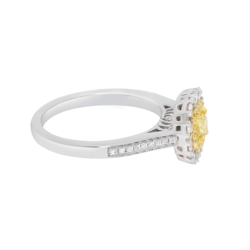 Gregg Ruth 18K White Gold, Fancy Yellow Diamond and White Diamond Engagement Ring Sz. 6.75