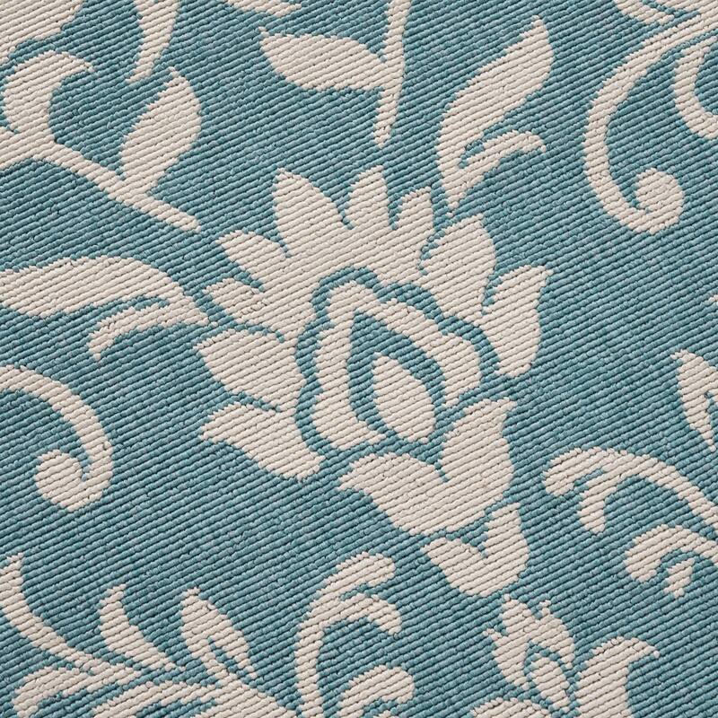 Sea Foam Outdoor Botanical Area Rug, Blue and Ivory by Christopher Knight Home