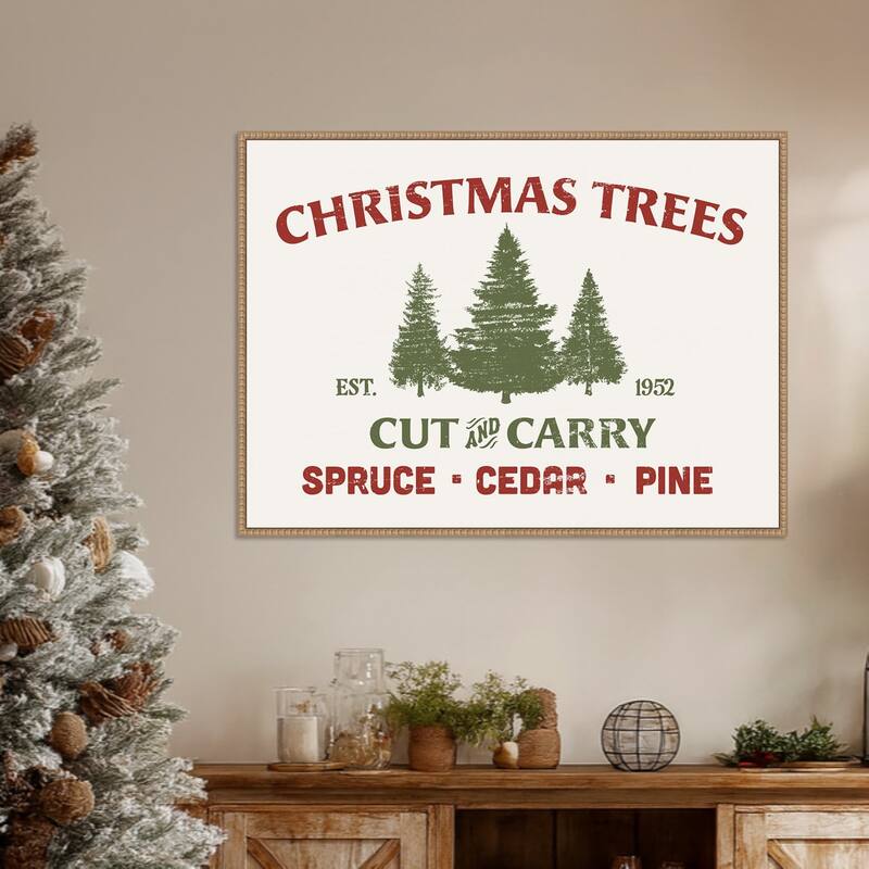 Christmas Farm Sign I by Victoria Barnes Framed Canvas Wall Art Print