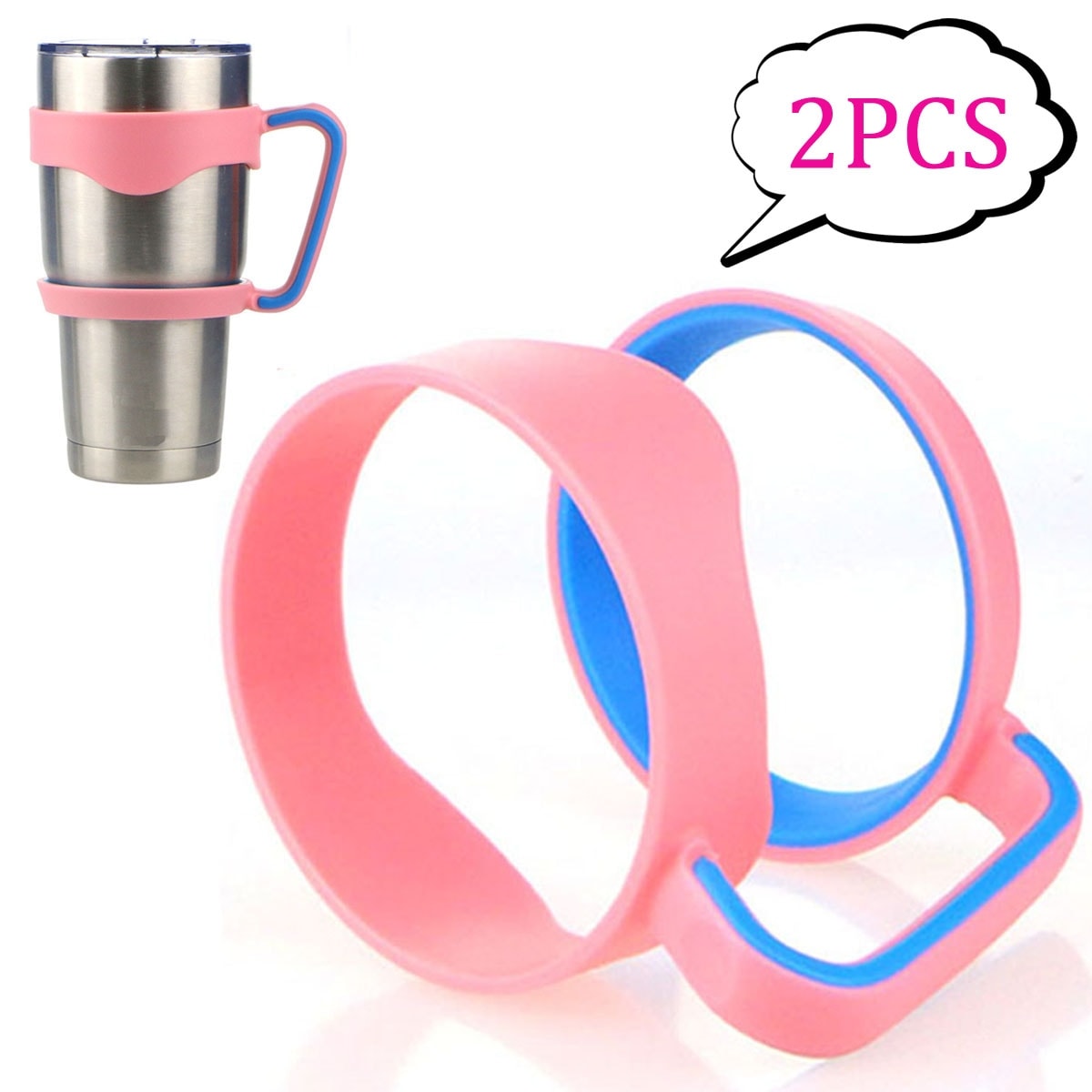 Image 2PCS 30 oz Tumbler Handles for Rtic YETI Rambler 30 oz (Handle Only)  Pink and Blue