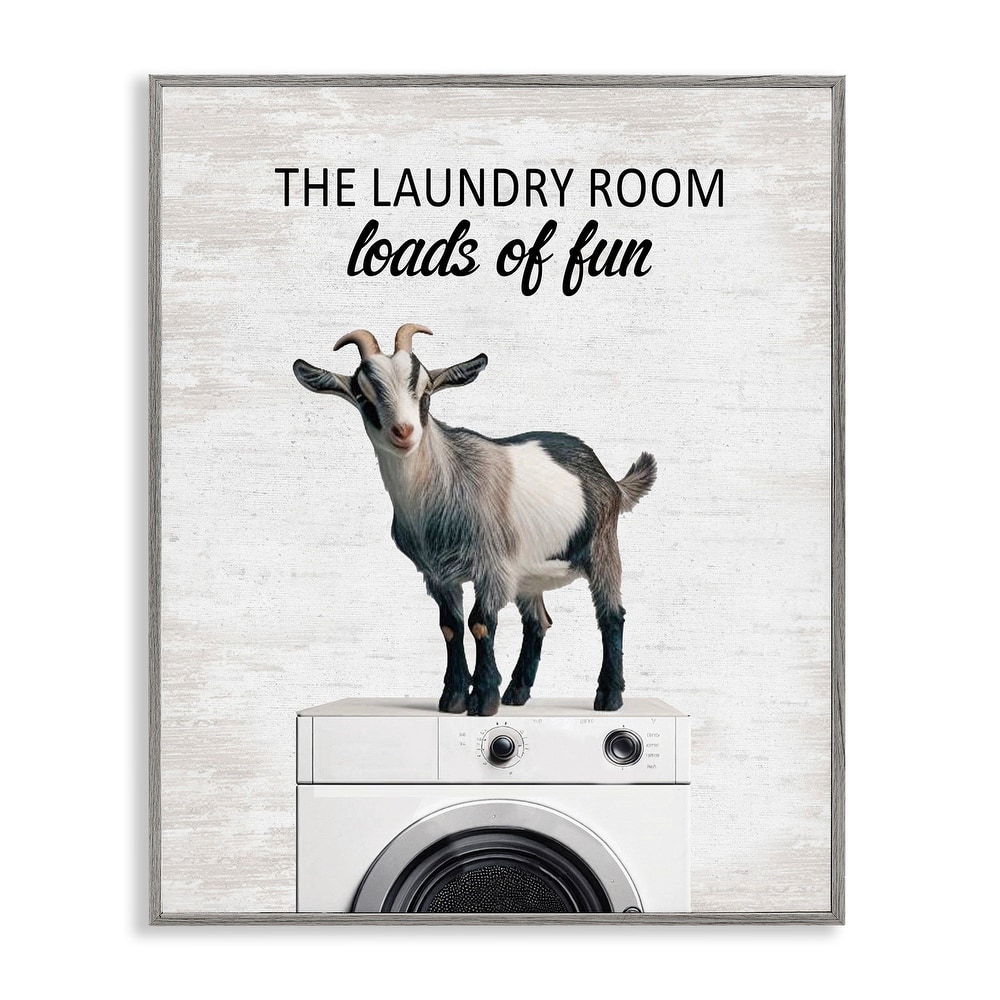 Stupell Loads of Fun Laundry Goat Framed Giclee Art Design By Lettered and Lined